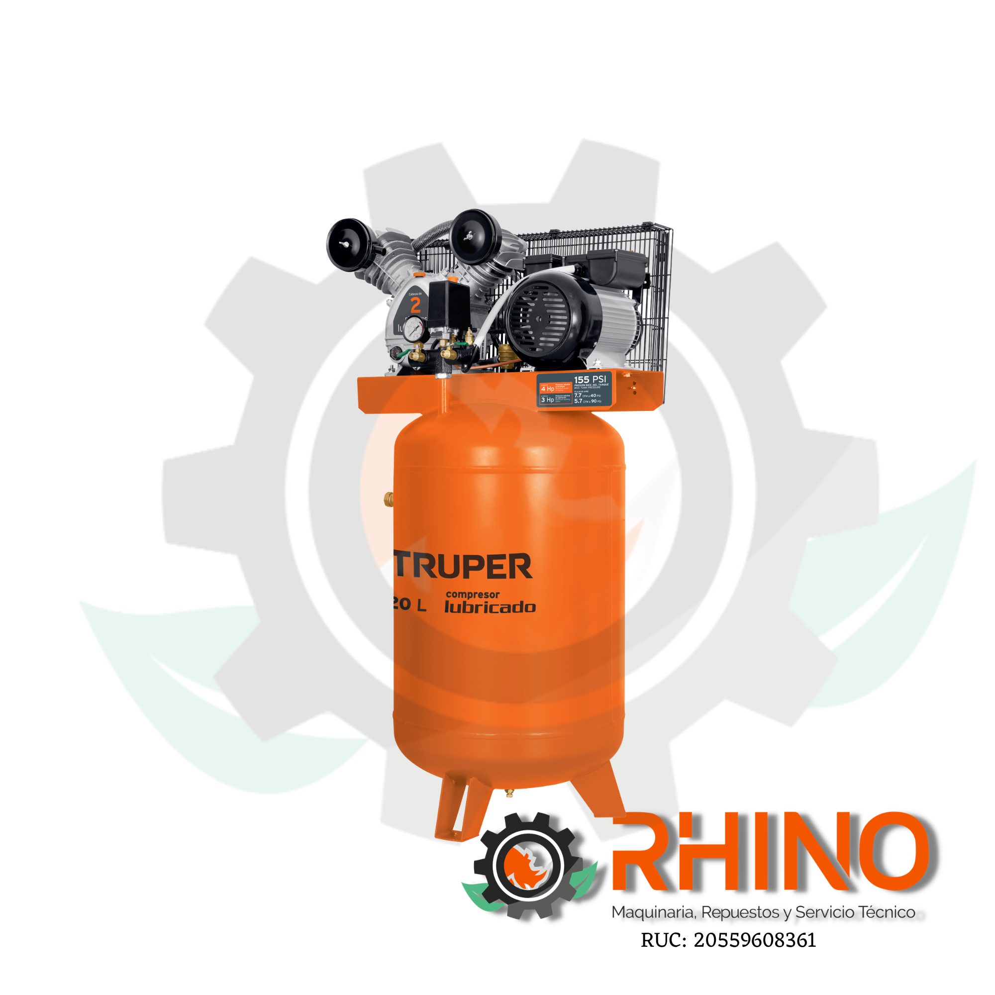 COMPRESORA VERTICAL120 L 4 HP 220 V, CON CLAVIJA TRUPER COMP-120LVC 1102131