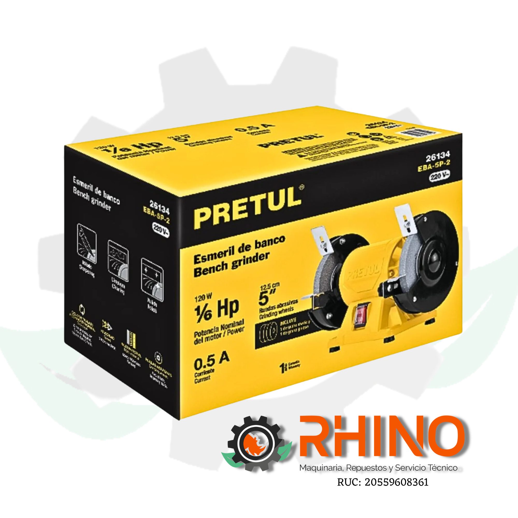 AMOLADORA DE BANCO 120W PRETUL EBA-5P-2 29994 - Imagen 2