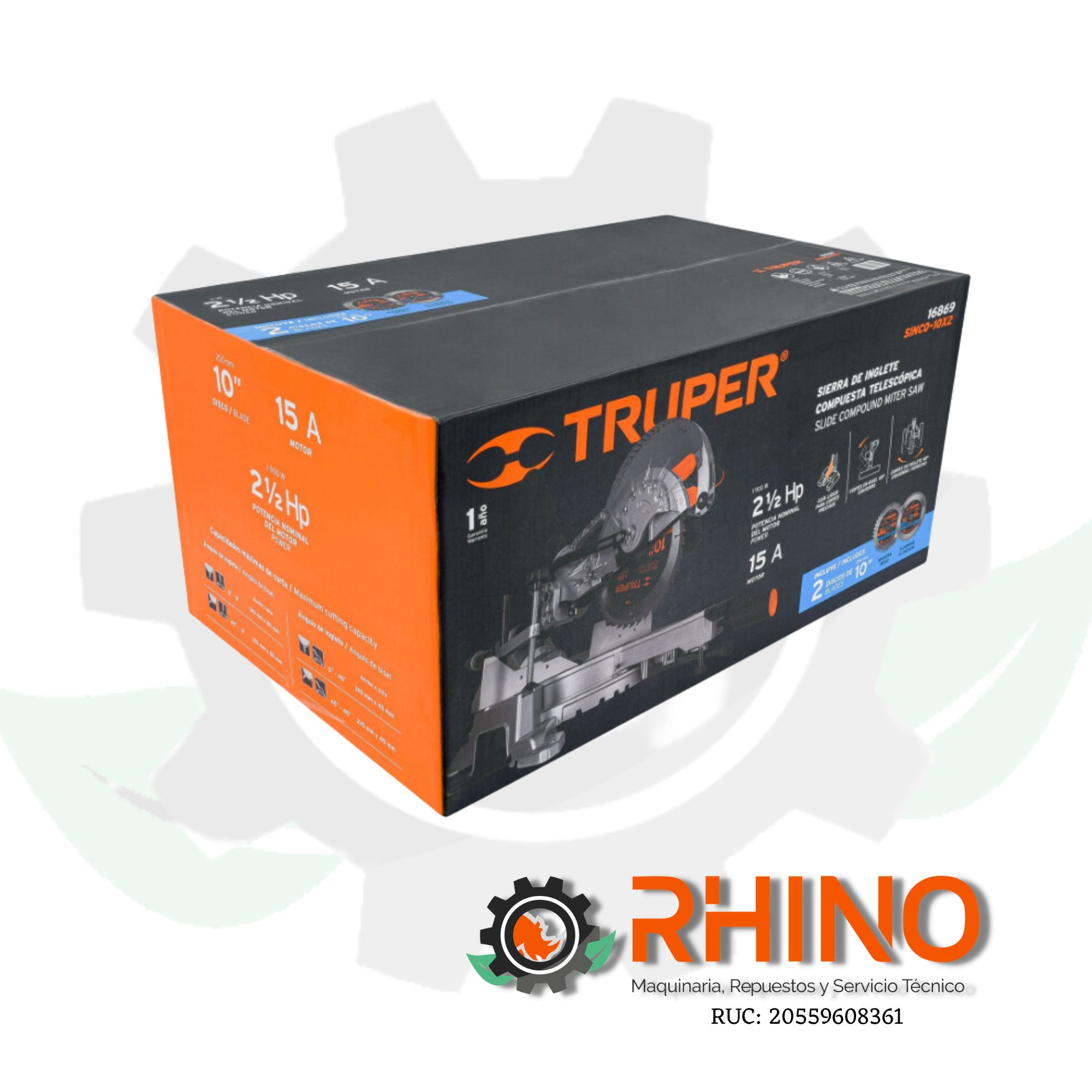 SIERRA INGLETEADORA TELESCOPICA COMPUESTA PARA CORTE DE MADERA Y ALUMINIO, 10", 2 1/2 HP TRUPER - Imagen 2